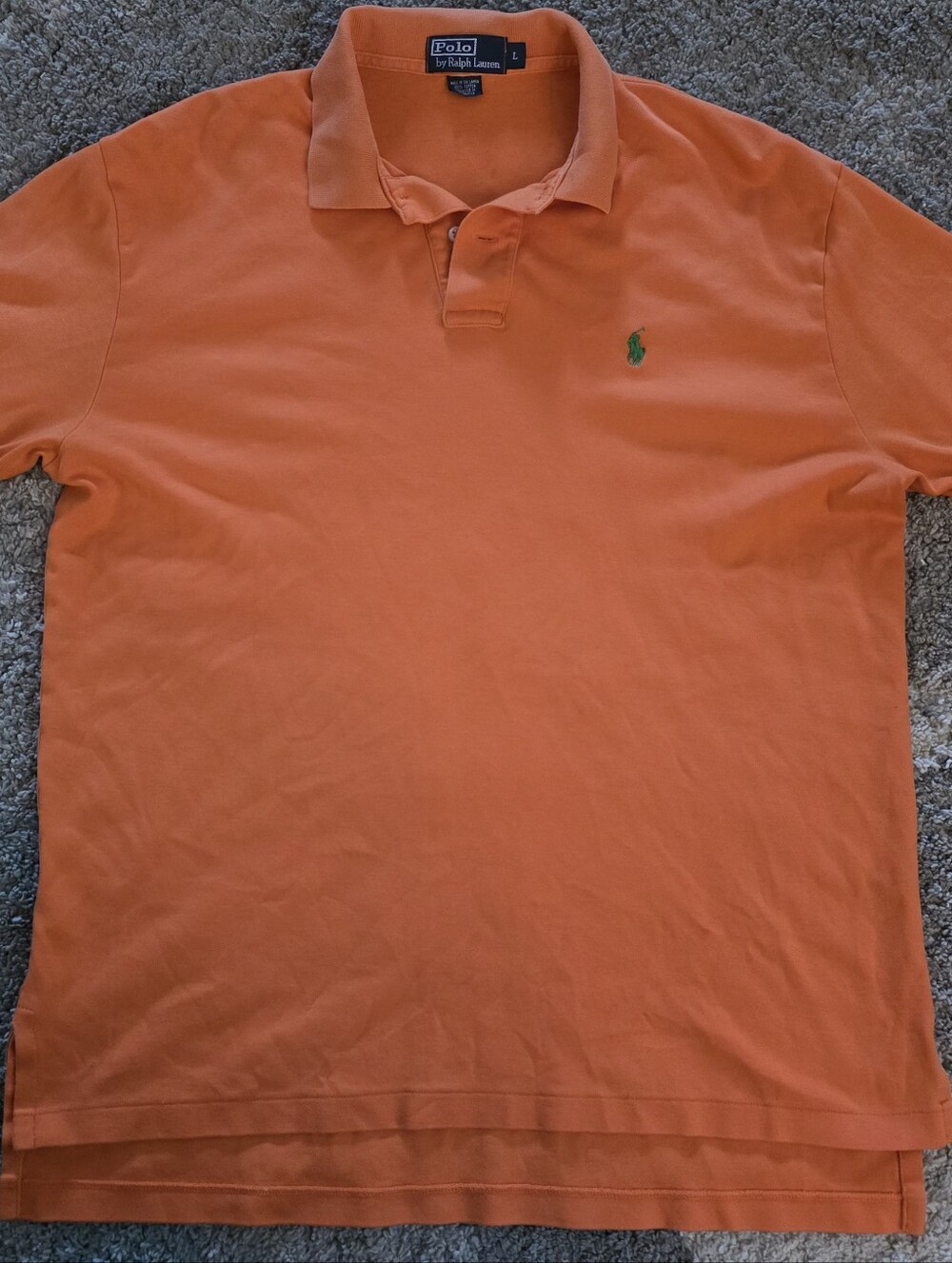 Polo by Ralph Lauren Men’s Orange Polo with Green Pony